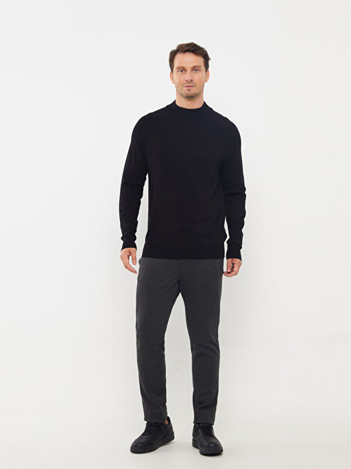 Yar?m Bal?k?? Yaka Uzun Kollu Erkek Triko Kazak