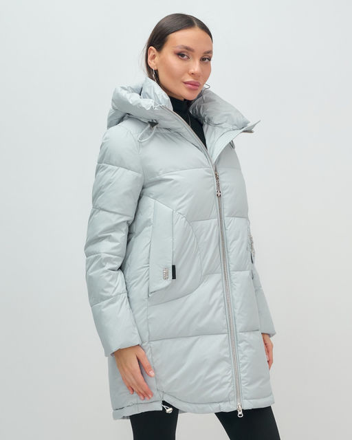 Куртка зимняя женская с капюшоном модная голубого цвета 3193Gl - Visdeer фото 2