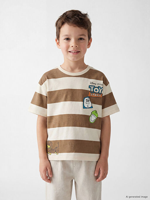 Bisiklet Yaka Toy Story Bask?l? Erkek ?ocuk Ti??rt