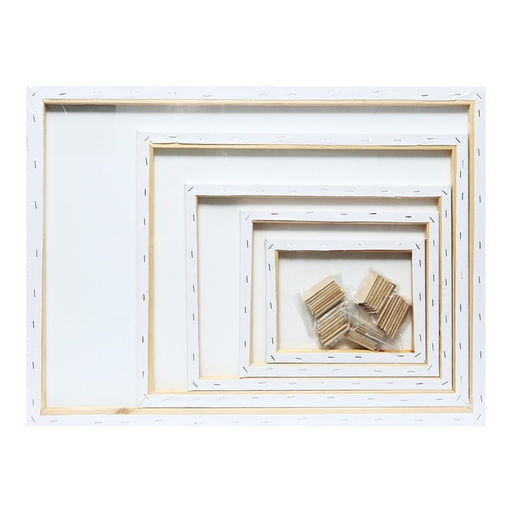 Холсты на подрамнике, 5 штук: 18×24 см, 24×30 см, 30×40 см, 40×50 см, 50×70 см, хлопок 100%, мелкозернистый, 280 г/м²