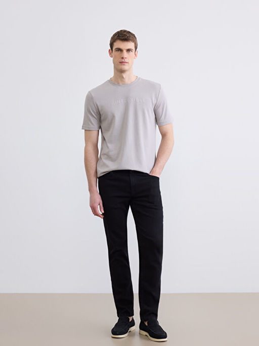 Bisiklet Yaka Bask?l? Erkek Ti??rt