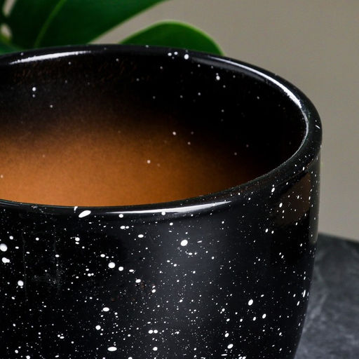 Горшок для цветов Гранит, 2.5 л, d=19 см, h=18 см, керамика, с поддоном, чёрный - Simaland фото 2