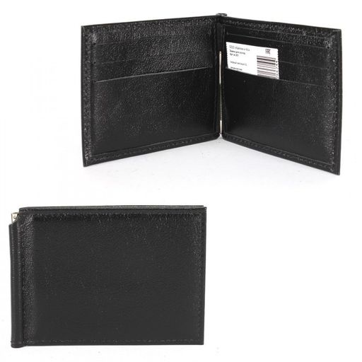 Зажим для купюр Croco-зк-301 (6 карм) натуральная кожа черный матовый (3) 229809