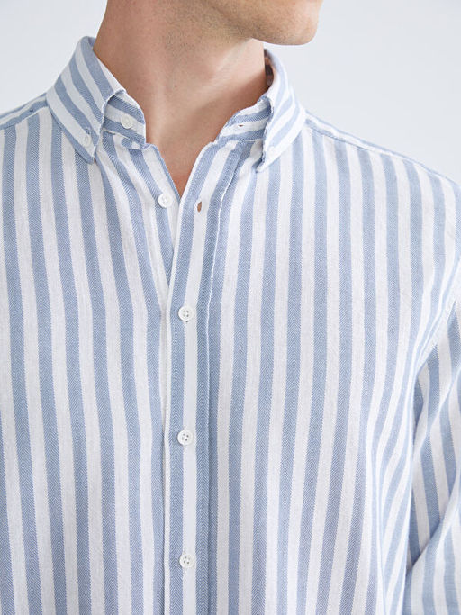 Regular Fit Uzun Kollu ?izgili Erkek G?mlek