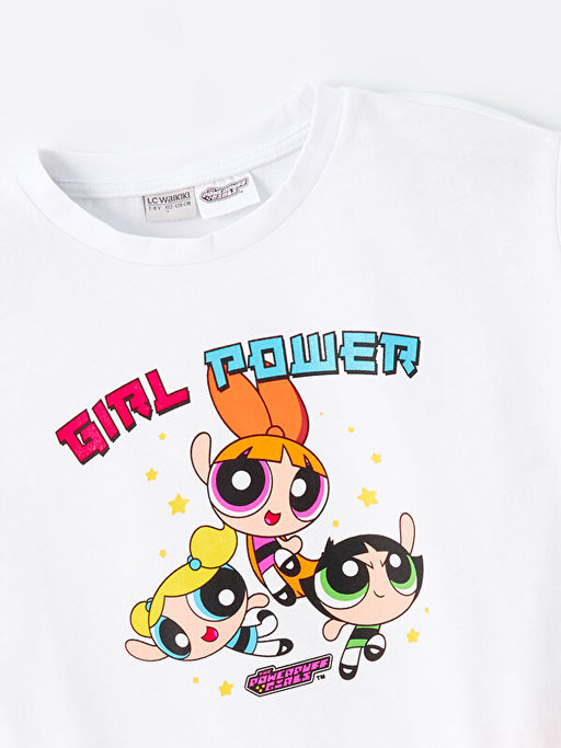 Bisiklet Yaka PowerPuff Girls Bask?l? K?z ?ocuk Crop Ti??rt - Waikiki фото 2