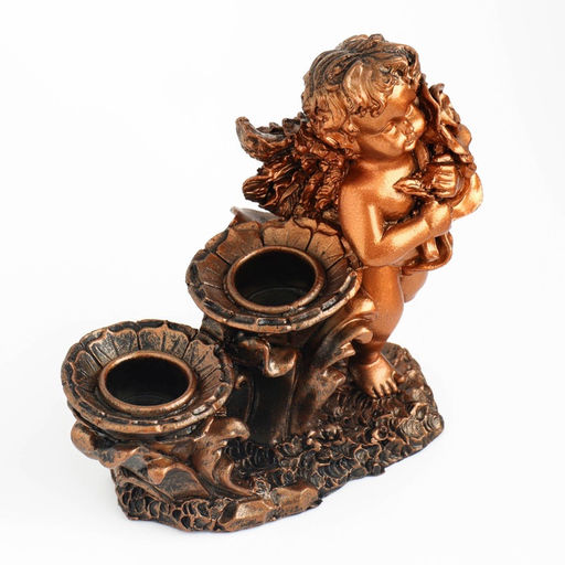 Цена за 2 шт. Подсвечник на 2 свечи TAKE IT EASY Ангелочек стоит, полистоун, 11?5.5?12 см