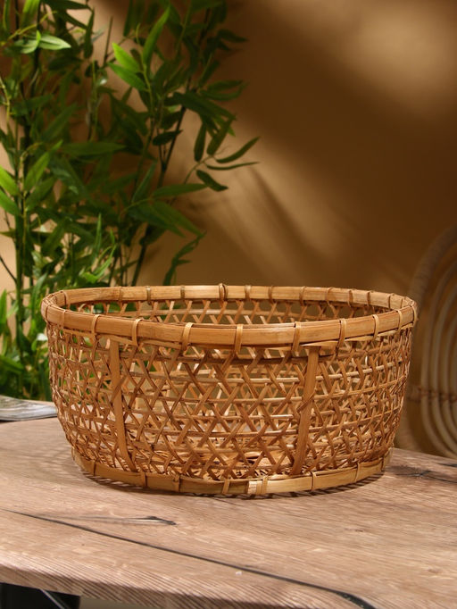 Корзина плетёная «Клоус», 32×32×13 см, бамбук, светлая