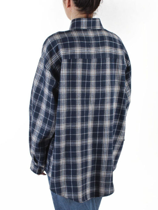 C01 BLUE/BEIGE Рубашка женская оверсайз (95% хлопок, 5% спандекс)