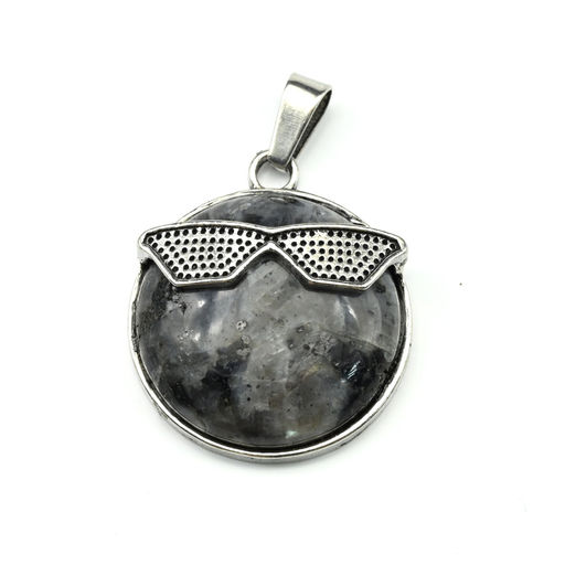 Подвеска Смайл 27мм с обсидианом снежным