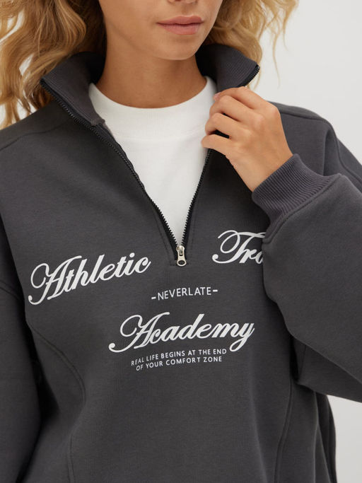 Утепленный свитшот с воротником на молнии - NEVERLATE фото 4