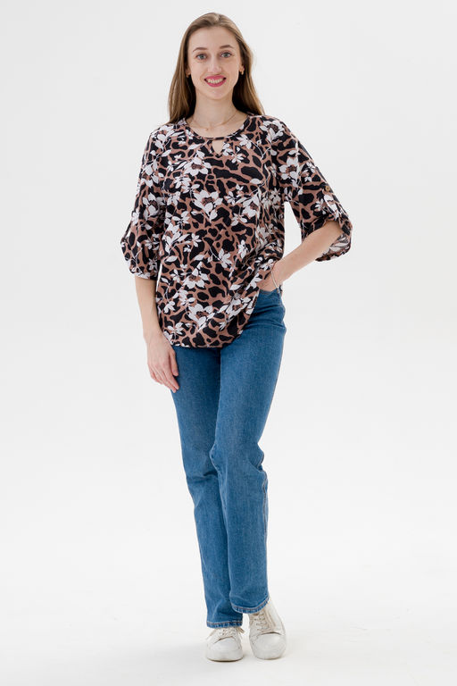 Туника женская из кулирки Полина цветок кофе - Амадэль фото 2