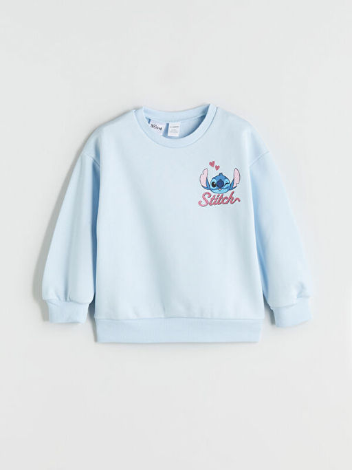 Bisiklet Yaka Stitch Bask?l? K?z ?ocuk Sweatshirt ve Tayt
