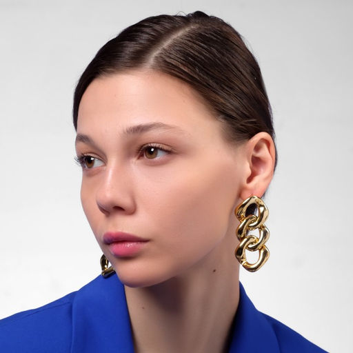 Серьги металл Цепь широкие звенья, 3шт, цвет золото - Queen fair фото 3