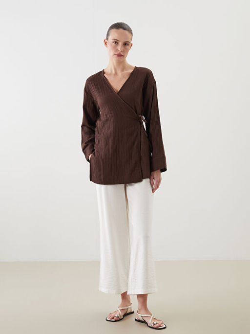 Kruvaze Yaka Dokulu Kad?n Kimono