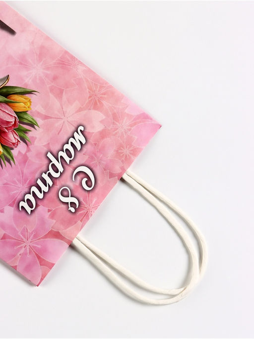 Цена за 3 шт. Пакет подарочный крафтовый С 8 Марта 15?8?21 см