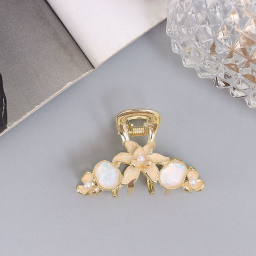 Цена за 6 шт. Крабик для волос «Хлоя галант», цветы, 4 см, золото