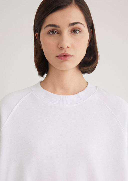 Bisiklet Yaka Beyaz Sweatshirt - Mavi фото 5
