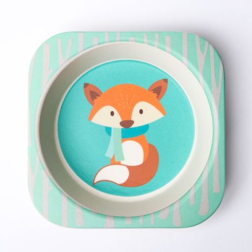 Набор детской посуды Лисичка, из бамбука, 5 предметов: тарелка, миска, стакан, столовые приборы - Крошка я фото 6