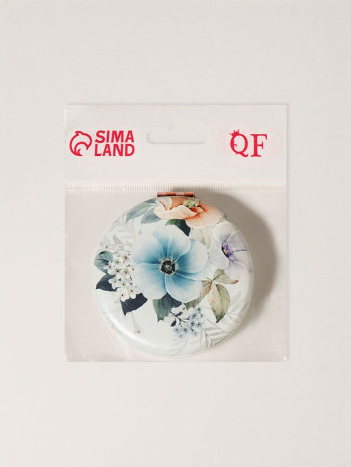 Цена за 2 шт. Зеркало складное Цветочки, d=7.5 см, с увеличением, искусственная кожа, рисунок МИКС - Qf фото 2