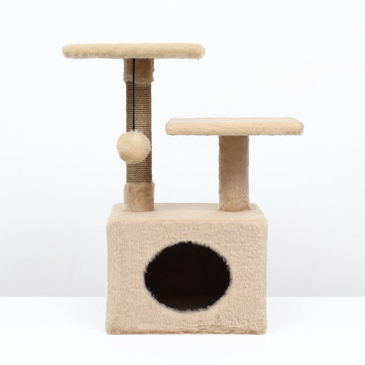 Домик-когтеточка 2-х ур. квадратный с 2-мя квадратными полками, 53 х 35 х 65 см, бежевый - Пижон фото 11