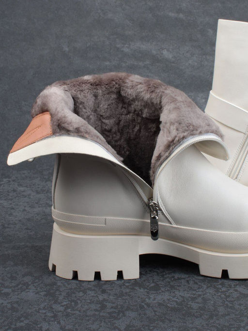 04-M3-L813 BEIGE Ботинки зимние женские (натуральная кожа, натуральный мех)