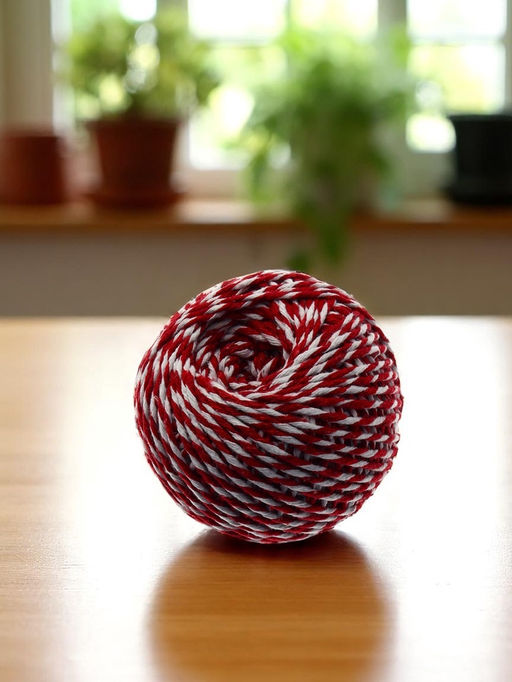 Шнур хлопчатобумажный Шпагат длина 100 м, d=2 мм, красно-белый