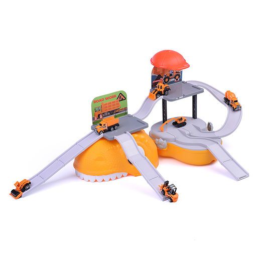 Автотрек "Дино: хранитель машин" (желтый) в коробке