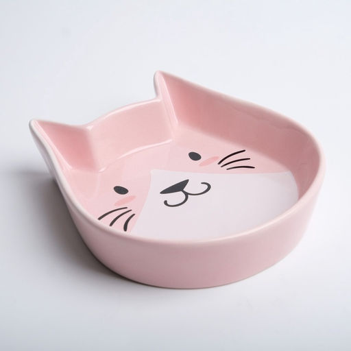 Миска керамическая Голова кота 200 мл - 15133 см, розовая - Пижон фото 4