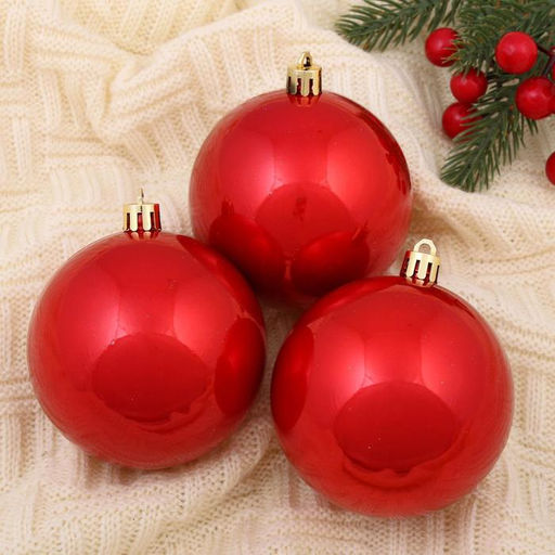 Ёлочные игрушки Глянец, шары новогодние, d=8 см, набор 6 шт., красный