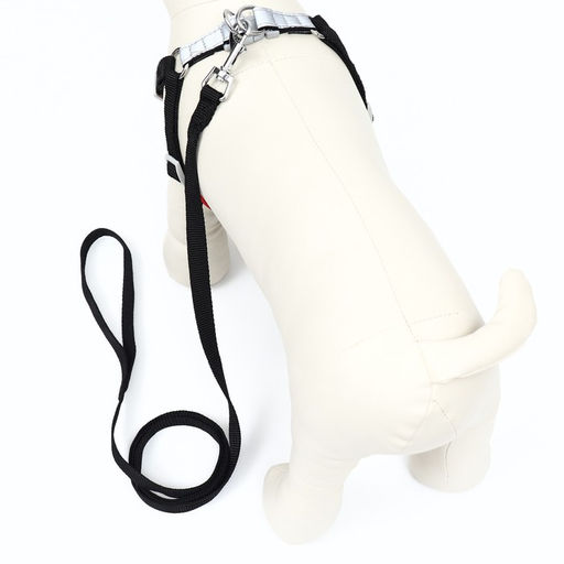 Комплект Sport+, L, поводок 120 х 1,5 см, ОШ 49-56 см, ОГ 56-68 см, вес животного 20-28 кг, чёрный - Пижон фото 3