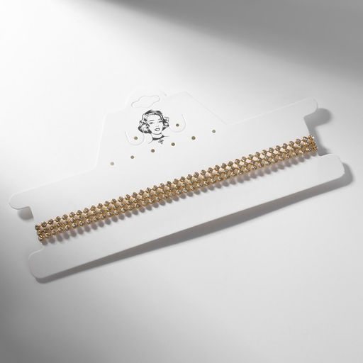 Чокер Сетка со стразами, узкий, цвет белый в золоте, 32 см - Queen fair фото 2