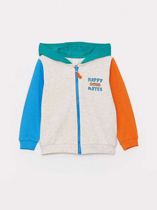 Kap??onlu Uzun Kollu Erkek Bebek Fermuarl? Sweatshirt - Waikiki фото 3