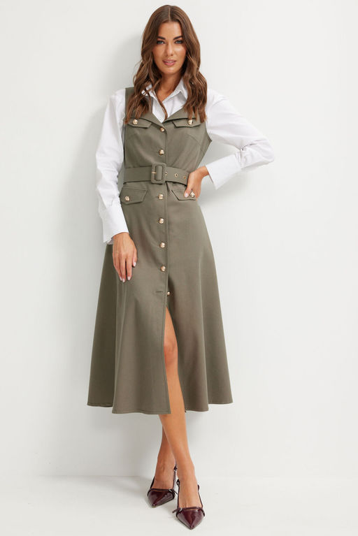 Сарафан LYUSHe 4147-Р хаки  фото 3