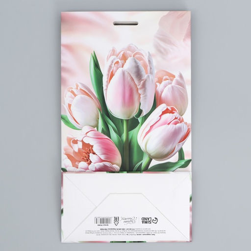 Пакет подарочный с лентой, упаковка, Самой прекрасной, 13?23?7 см