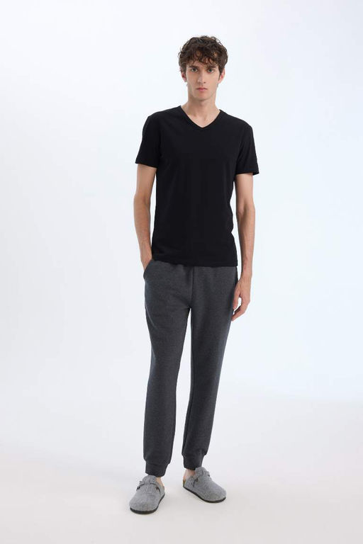 Slim Fit Dar Kesim V Yaka Basic Duz Ust - Defacto фото 3