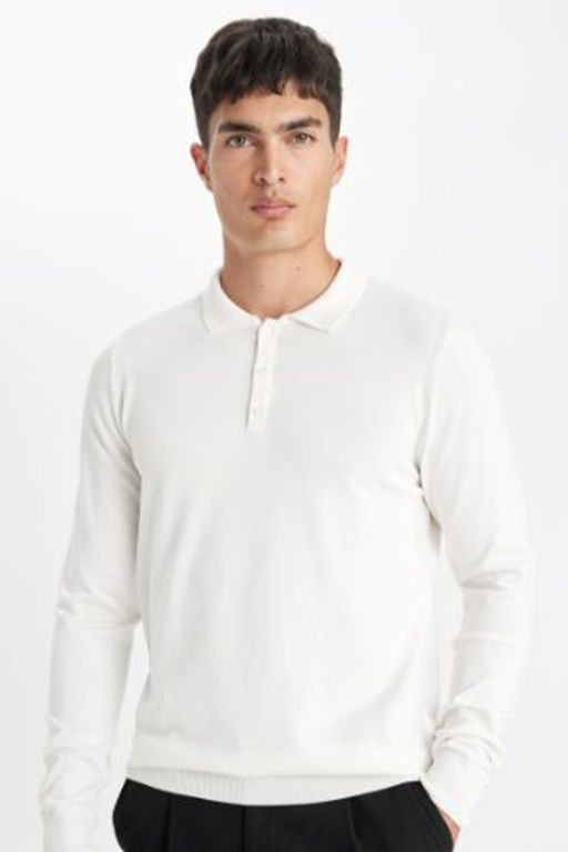 Standart Fit Normal Kesim Polo Yaka Yumusak Dokulu Premium Triko Kazak