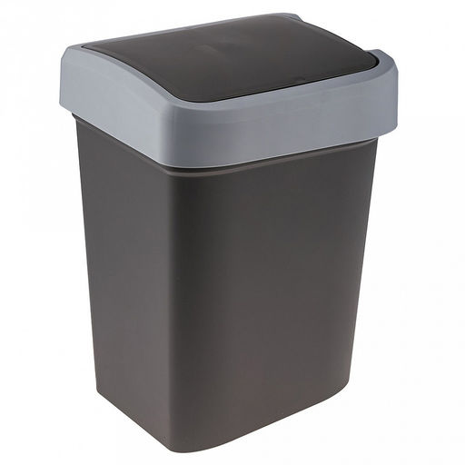 Ведро для мусора с плавающей крышкой пластмассовое SMART BIN 10л, с креплением для мусорных пакетов, серый Econova(Россия) - Домашняя мода фото 5