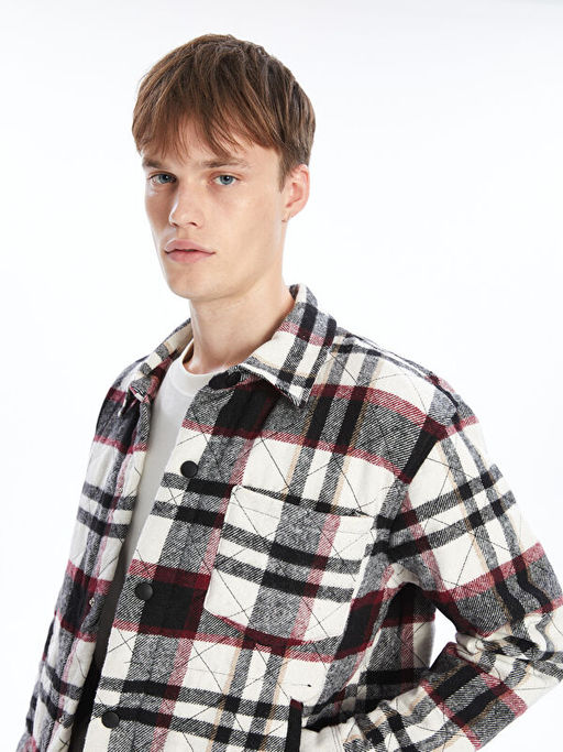 Regular Fit Uzun Kollu Ekose Erkek G?mlek Ceket