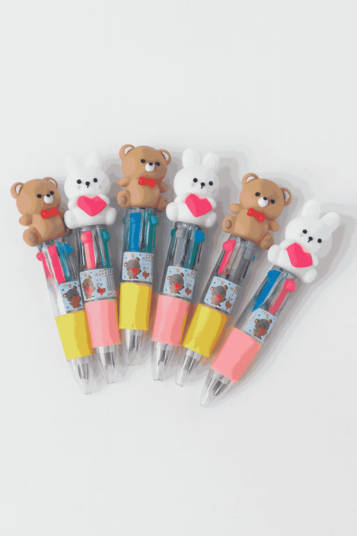 Разноцветная мини-ручка 4 в 1 "The Hare and the bear", mix