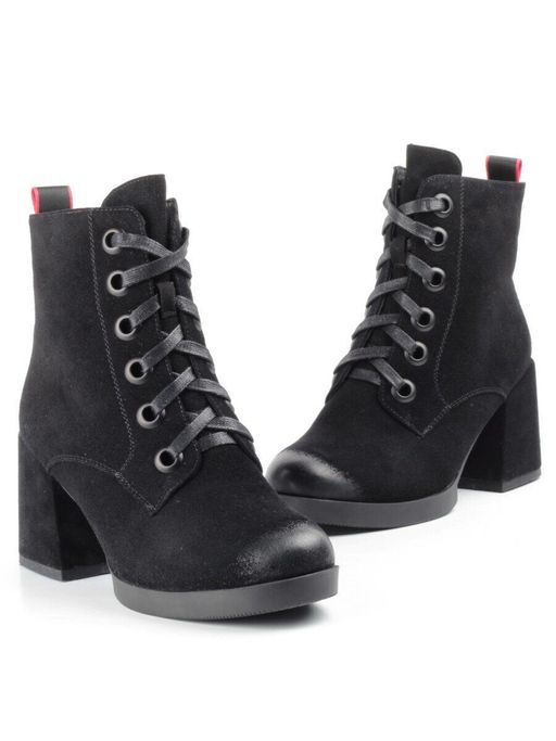 04-R180-1 BLACK Ботинки зимние женские (натуральная замша, натуральный мех) - Фабричный китай фото 15