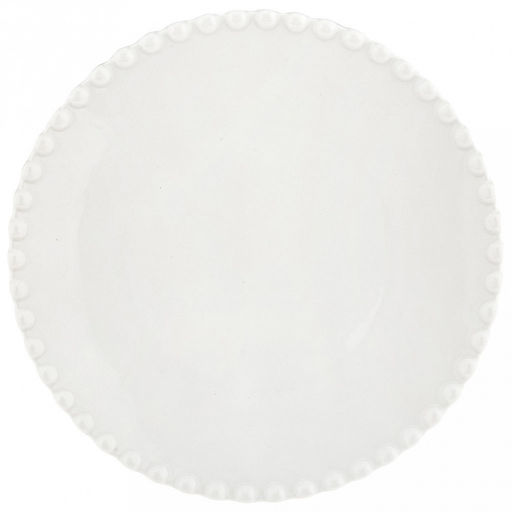 Тарелка десертная фарфоровая "Жемчуг" д188мм h15мм, фигурный кант, белый (Китай)
