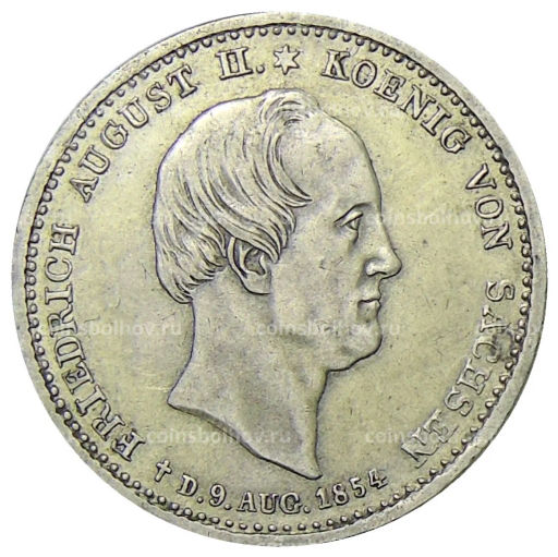 1/6 талера 1854 года Германские государства  Саксония  Смерть Короля Фридриха Августа II