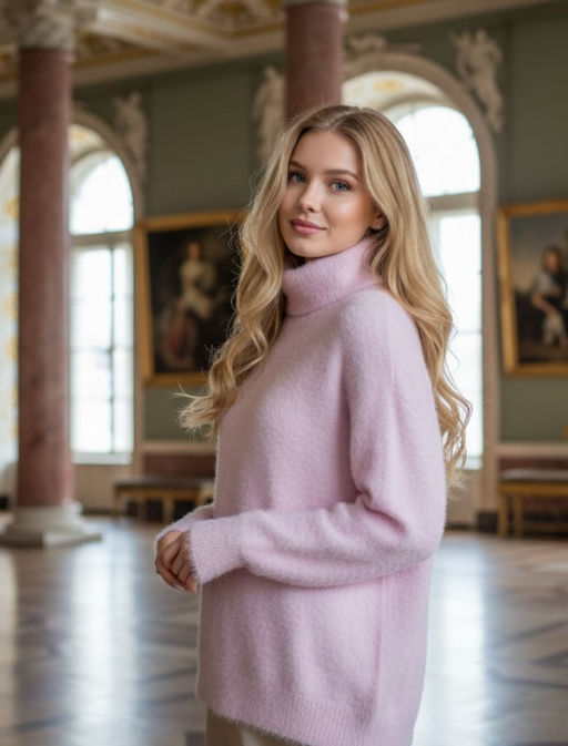 K13301 Джемпер (вязаный трикотаж) РОЗОВЫЙ