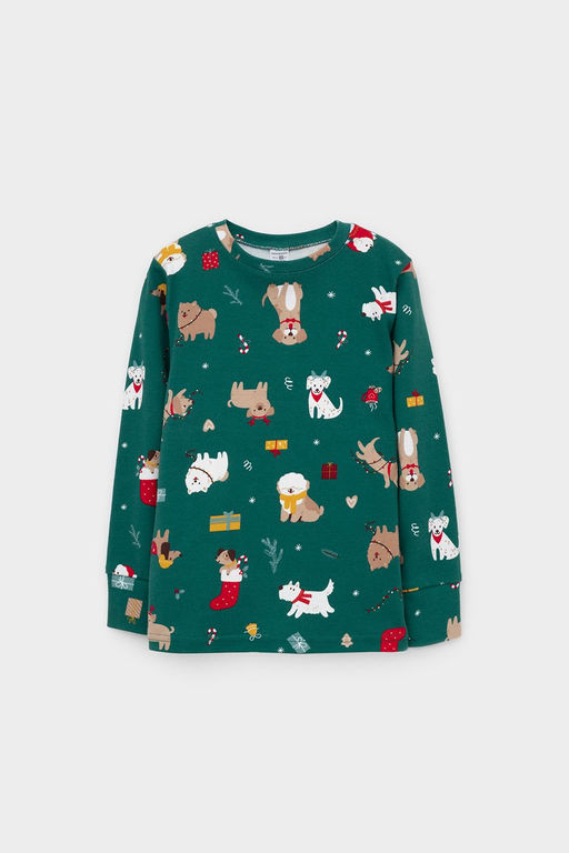 К 1552/тем.зеленый,собачки новый год пижама дет - Crockid фото 3