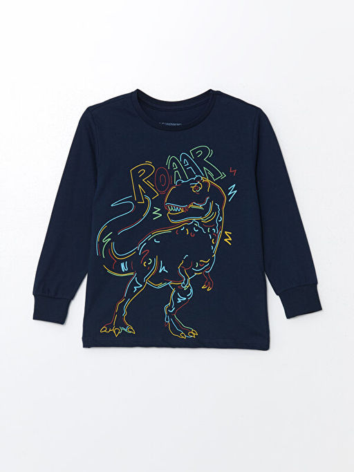 Bisiklet Yaka Bask?l? Uzun Kollu Erkek ?ocuk Pijama Tak?m? - Waikiki фото 2