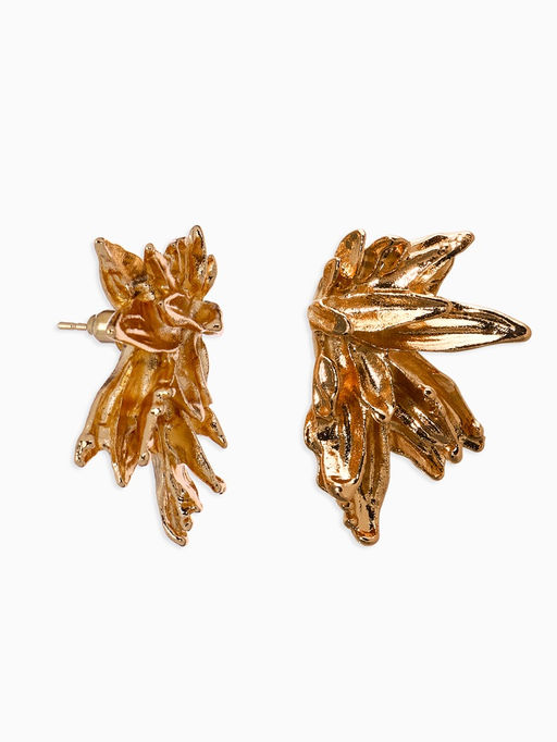 Цена за 2 шт. Серьги металл "Цветы половинки", цвет золото