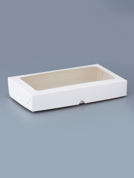 Цена за 50 шт. Коробка складная, белая, с окном, 26×15×4 см