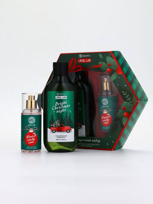 Подарочный набор Happy New Year: гель для душа и мист для тела, зелёный, URAL LAB