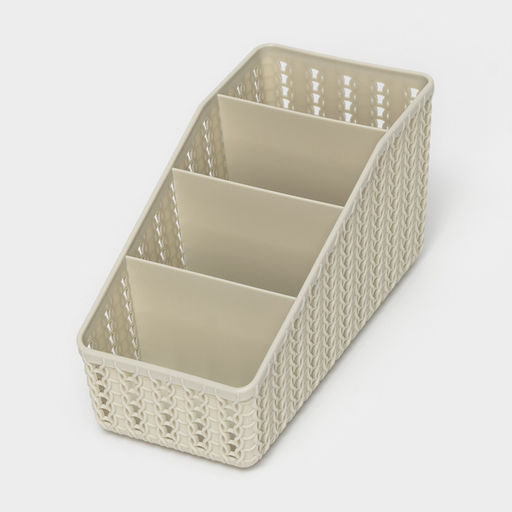 Подставка - органайзер для канцелярии «Вязание», 4 секции, белый ротанг