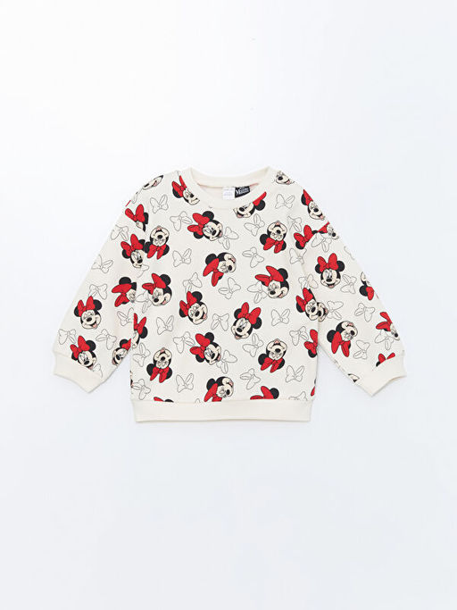 Bisiklet Yaka Minnie Mouse Bask?l? K?z ?ocuk Sweatshirt ve Tayt 2li Tak?m - Waikiki фото 2
